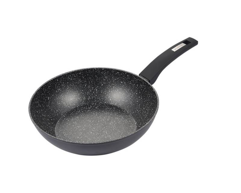 Schäfer Elektronik Wok Wok Pfanne Wokpfanne "Marble Black", geschmiedete Aluminiumlegierung (28cm), Antihaftbeschichtung von Schäfer Elektronik