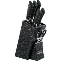 SCHÄFER Messerblock Marble Black schwarz Edelstahl 7 tlg. von SCHÄFER