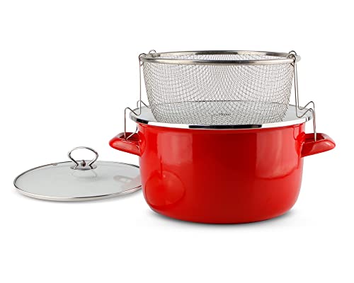 Schäfer Ø 26 cm Frittiertopf 5 Liter Fritteuse Frittier-Topf Metallic-Rot von Schäfer