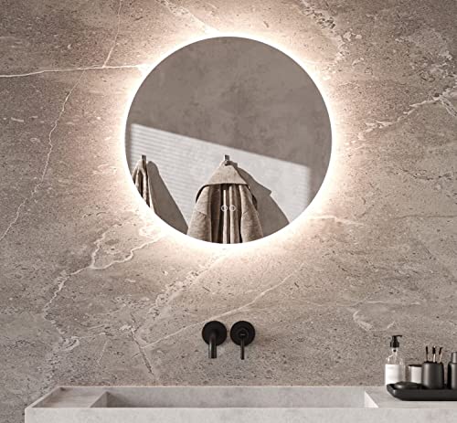 Schaere Round Bathroom Mirror inc Dimmable Color Change LED Lighting and Mirror Heating 60 cm 7010 Series von Schaere