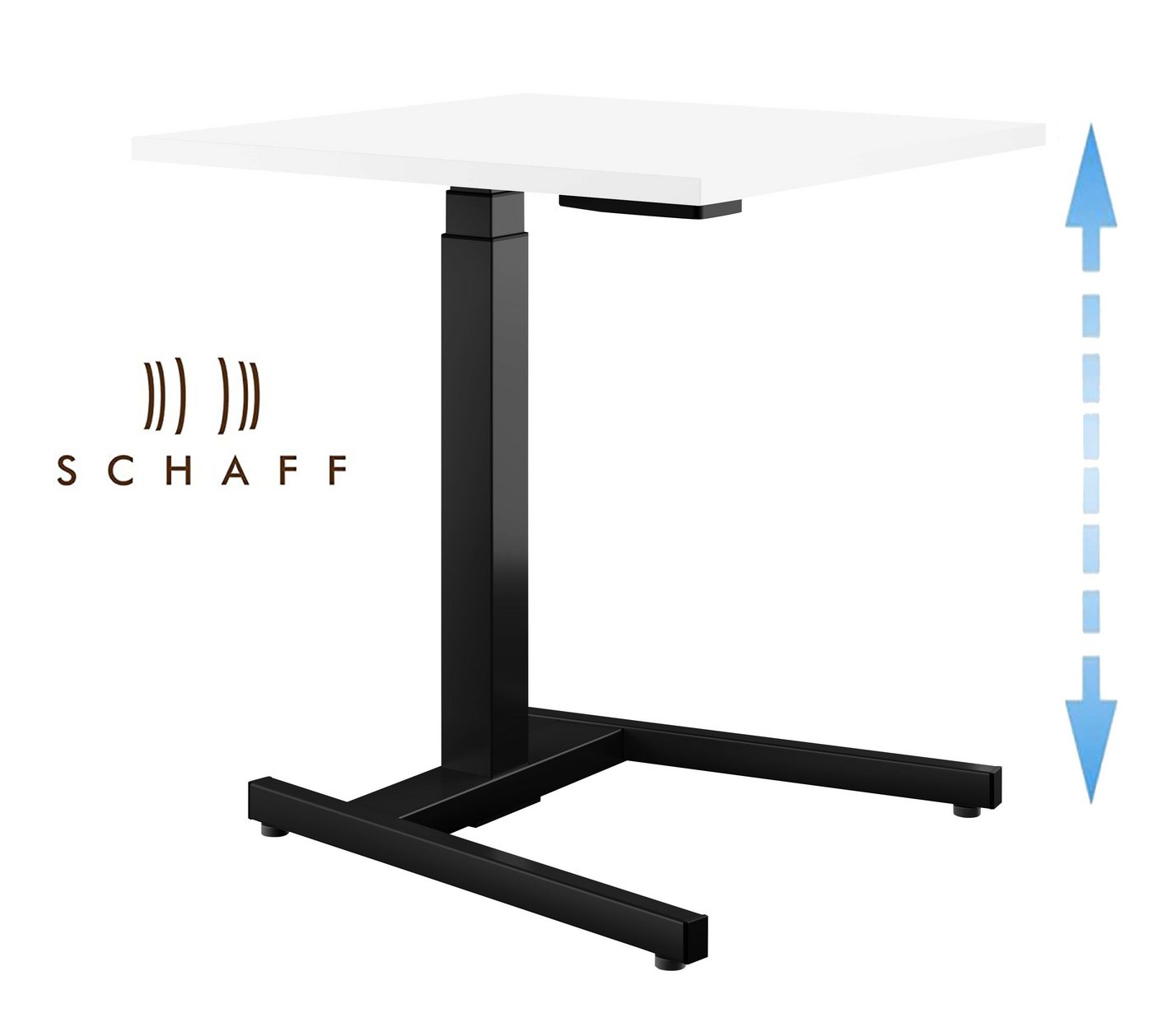 Schaff Schreibtisch Master, mit Gasfeder, 68 bis 118 cm, 100x65 cm, inkl. Doppelrollen von Schaff