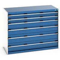 bott cubio Schubladenschrank, Schubladen 2x100 + 2x150 + 2x200 mm, TK je 200 kg, Breite 1.300 mm, enzianblau von Bott