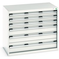 bott cubio Schubladenschrank, Schubladen 3x100 + 2x150 + 1x200 mm, TK je 200 kg, Breite 1.050 mm, lichtgrau von Bott