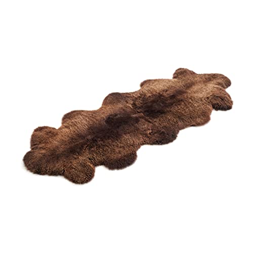 Cakla 100% natürliches Bio Schaffell. Teppich, Zwei Schaffellkotze - weiche und Flauschige Decke, eine originelle Ergänzung für jeden Raum. (Braun, 210-200cm x 55-65cm) von Cakla
