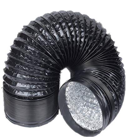 Schahba Aluflexschlauch PVC Lüftungsschlauch 4m (100mm * 4m) Schwarz - Flexibel, Hohe Druckfestigkeit, Für Lüftungssysteme von Schahba