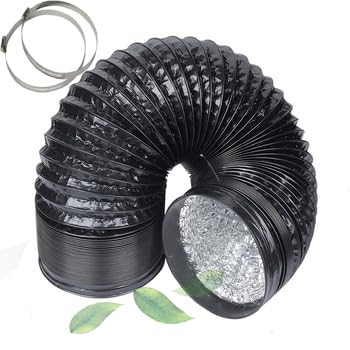 Schahba Aluflexschlauch PVC Lüftungsschlauch 10m (125mm) Schwarz - Flexibel, Hohe Druckfestigkeit, Für Lüftungssysteme von Schahba