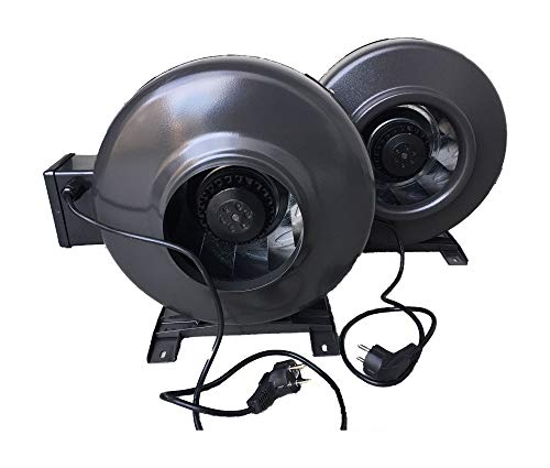 Schahba Rohrventilator mit Standfuß & Kabel - Metall-Lüfter für Abluftsysteme, 620 m³/h Luftstrom, 110W Leistung, IP44 Schutz, leise & robust - (150 mm) von Schahba