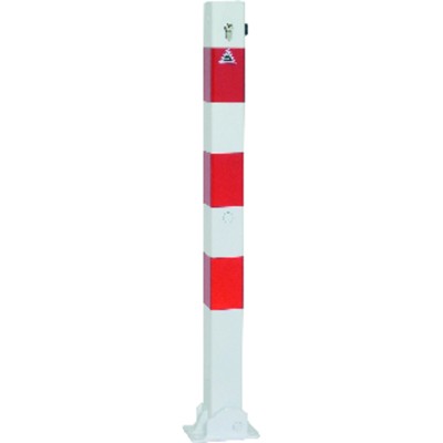 Absperrpfosten ortsfest einbetonierbar rot/weiß, 70 x 70 x 1300mm von Schake
