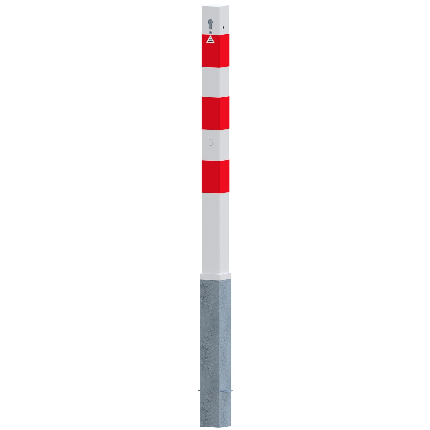Schake Absperrpfosten Herausnehmbar Profilzylinder Ohne Öse 70 x 70 mm Weiß Rot Schake Absperrpfosten Herausnehmbar Profilzylinder Ohne Öse 70 x 70 mm Weiß Rot von Schake