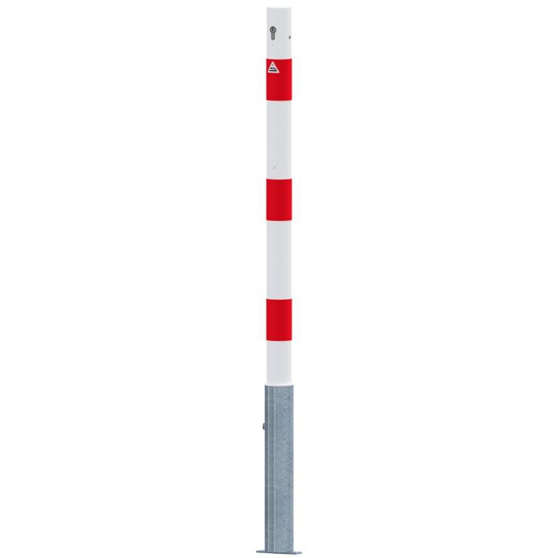 Schake Absperrpfosten Herausnehmbar Profilzylinder Ohne Öse Ø 60 mm Weiß Rot von Schake