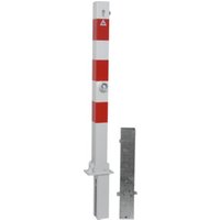 Schake Absperrpfosten Typ 4701UZHB, 70x70mm, umlegbar, herausnehmbar + Profilzylinder, weiß / rot von Schake