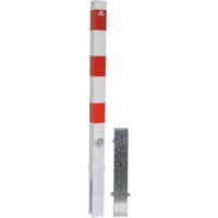 Schake Absperrpfosten Typ 470FB/1, 70x70mm, herausnehmbar + Dreikantverschluß, weiß / rot + 1 Öse von Schake