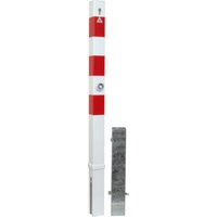 Schake Absperrpfosten Typ 470FZB, herausnehmbar, 70x70mm + Dreikantverschluß, Profilzylinder, weiß / rot von Schake