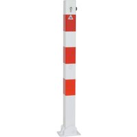 Schake Absperrpfosten Typ 470UZHB, umlegbar, zum Einbetonieren + Profilzylinder, 70x70mm, weiß / rot Schake Absperrpfosten Typ 470UZHB, umlegbar, zum Einbetonieren + Profilzylinder, 70x70mm, weiß / rot von Schake