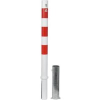 Schake Absperrpfosten Typ 476ZB, herausnehmbar, Ø 76mm + Profilzylinder, weiß / rot Schake Absperrpfosten Typ 476ZB, herausnehmbar, Ø 76mm + Profilzylinder, weiß / rot von Schake