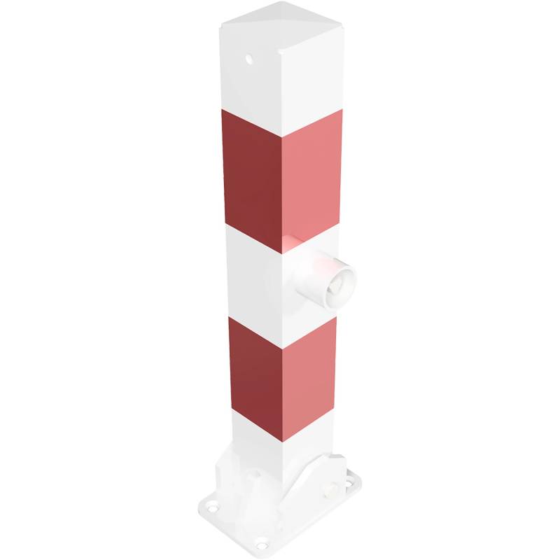 Schake Absperrpfosten Umlegbar Dreikant Ohne Öse 70 mm x 70 mm Weiß Rot von Schake