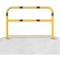 Schake Abweisebügel aus Stahlrohr Ø60mm Breite: 2000mm, Höhe: 1000 mm + Querholm + Bodenplatten zum Aufdübeln, gelb / schwarz von Schake