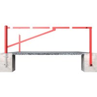 Schake Drehschranke 2,50m + Dreikantverschluß Drehpfosten: Ø 102mm, Schrankenarm: 60x40mm inkl. 2 Auflagepfosten, zum Einbetonieren, beschichtet, rot / weiß von Schake