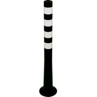 Schake Flexipfosten schwarz, selbstaufrichtend, Ø 80mm, Höhe: 1000mm + 4 weiß refl. Streifen, inkl Befestigungsmaterial von Schake