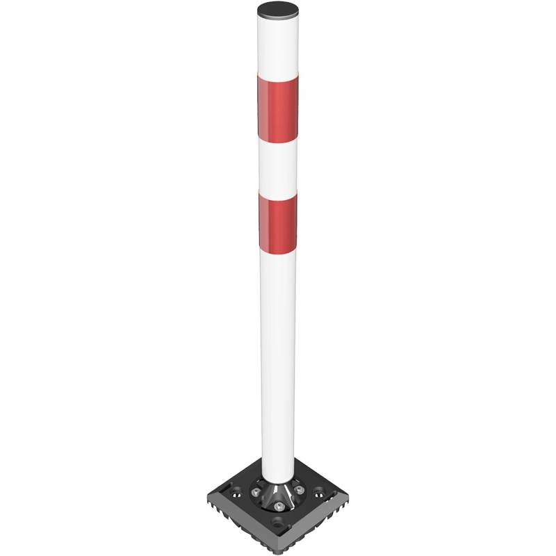 Schake Kickback-Poller Ø 60 mm Grundplatte Aufdübeln Weiß-Rot von Schake