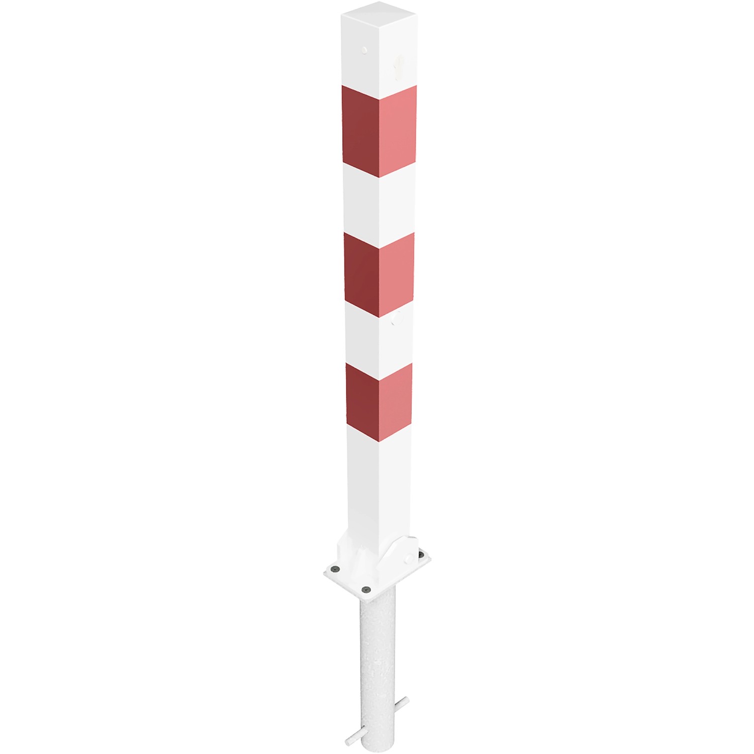 Schake Pfosten Umlegbar Profilzylinder Einbetonieren 70 mm x 70 mm Weiß-Rot Schake Pfosten Umlegbar Profilzylinder Einbetonieren 70 mm x 70 mm Weiß-Rot von Schake