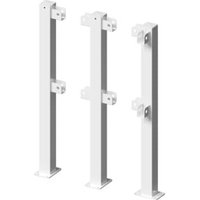 Schake Standpfosten zum Aufdübeln Stahlrohr 70 x 70 mm Mittelpfosten für Ober- und Knieholm + Bodenplatte 100 x 150 mm von Schake