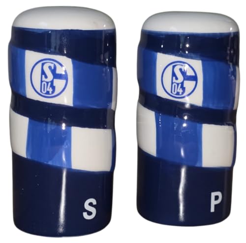 FC Schalke 04 Salz- & Pfefferstreuer - Schal - im 2er-Set Gewürzstreuer S04 - Plus Lesezeichen I love Gelsenkirchen von Schalke S04