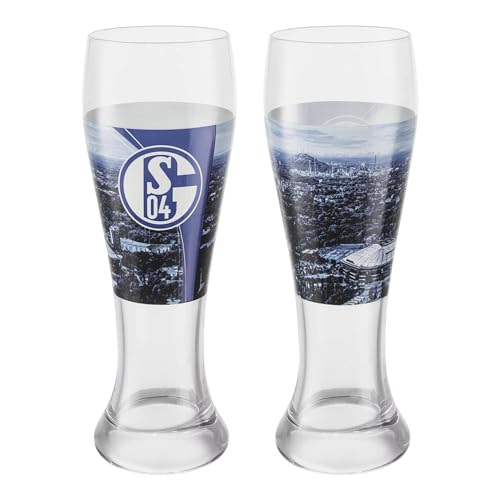 FC Schalke 04 Weizenglas 2er Set Glas Bierglas Weißbierglas S04 - plus Lesezeichen I love Gelsenkirchen von Schalke S04