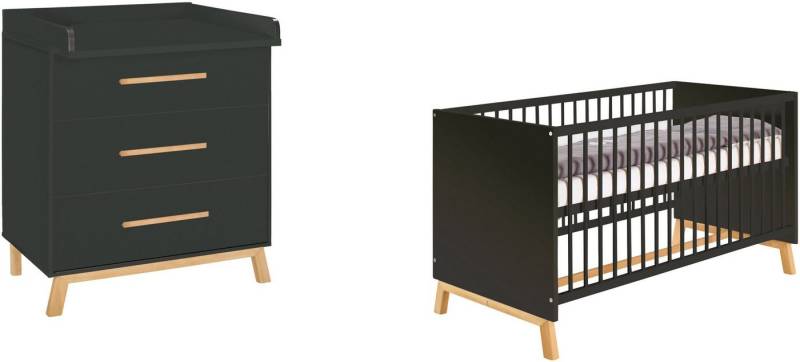 Schardt Babymöbel-Set Sienna Black, (Spar-Set, 2-St., Kinderbett, Wickelkommode), mit Kinderbett und Wickelkommode, Made in Germany von Schardt