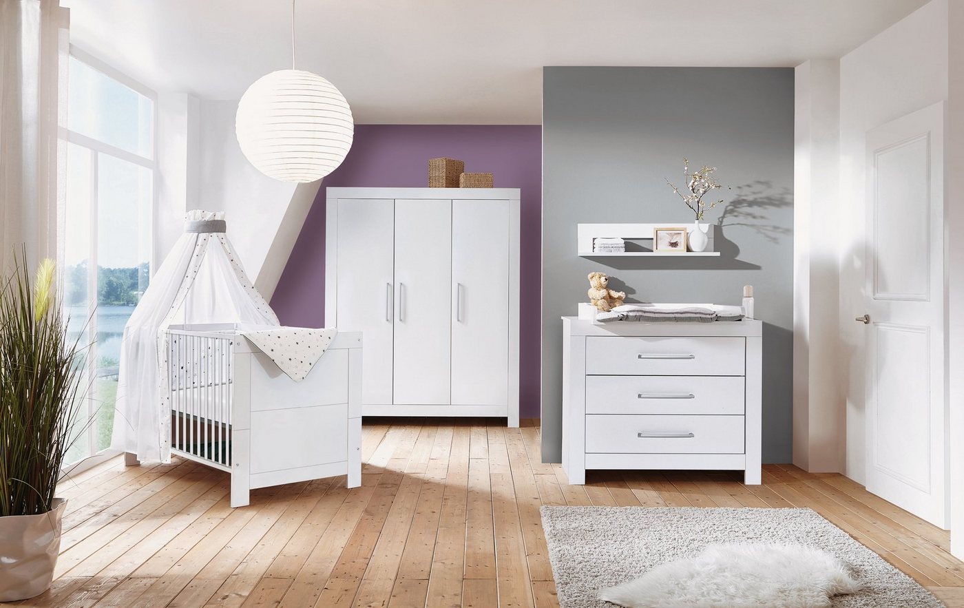 Schardt Babyzimmer-Komplettset Nordic White, (Set, 3-St., Kinderbett, Schrank, Wickelkommode), Made in Germany, mit Kinderbett, Schrank und Wickelkommode von Schardt