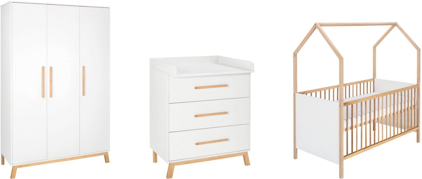 Schardt Babyzimmer-Komplettset Sienna, (Set, 3-St., Hausbett, Schrank, Wickelkommode), Made in Germany, mit Hausbett, Schrank und Wickelkommode von Schardt