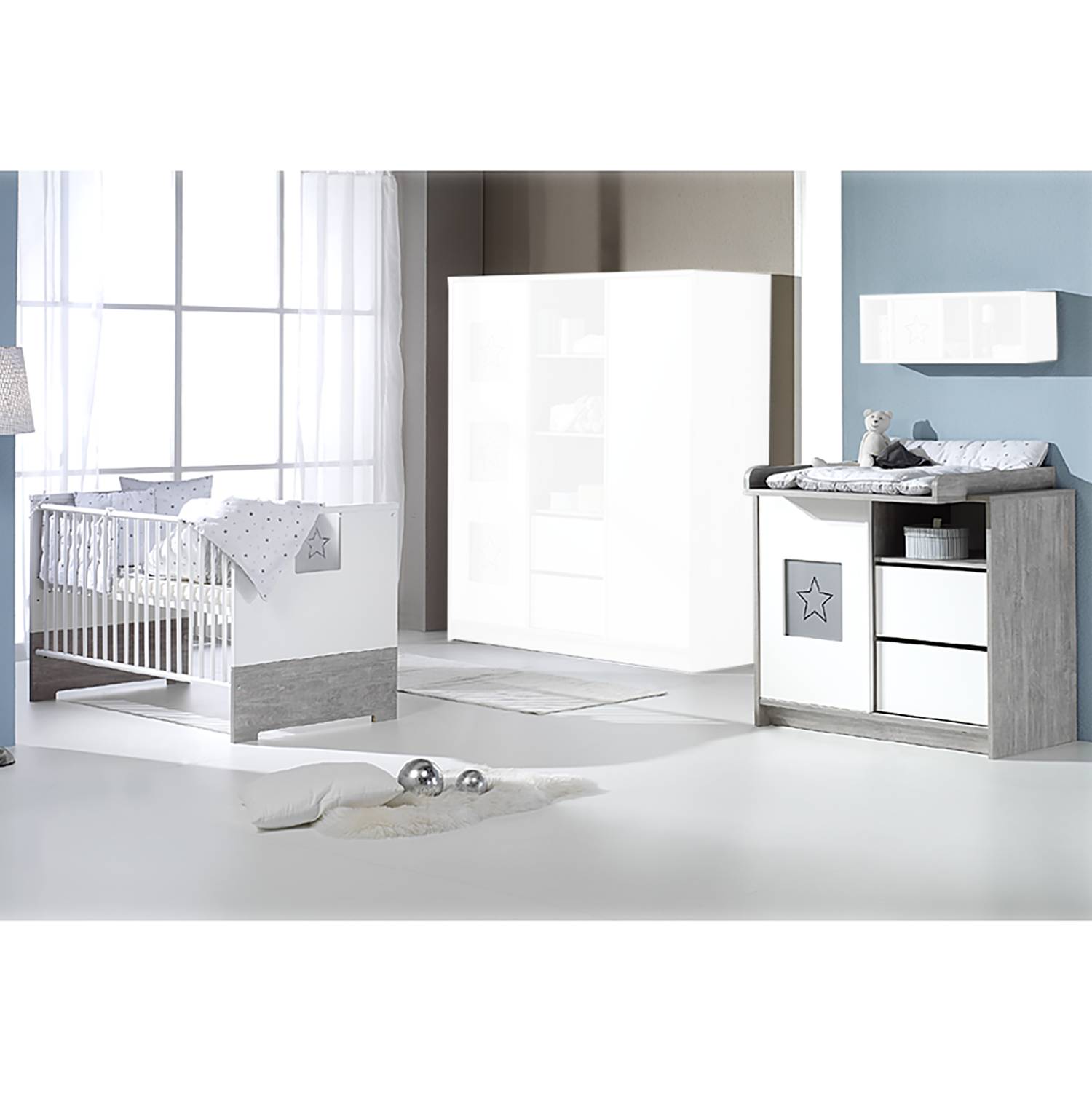 Schardt Babyzimmer-Set Eco Star 2-tlg. Nordic Driftwood/Weiß Melamin Dekor Modern von Schardt