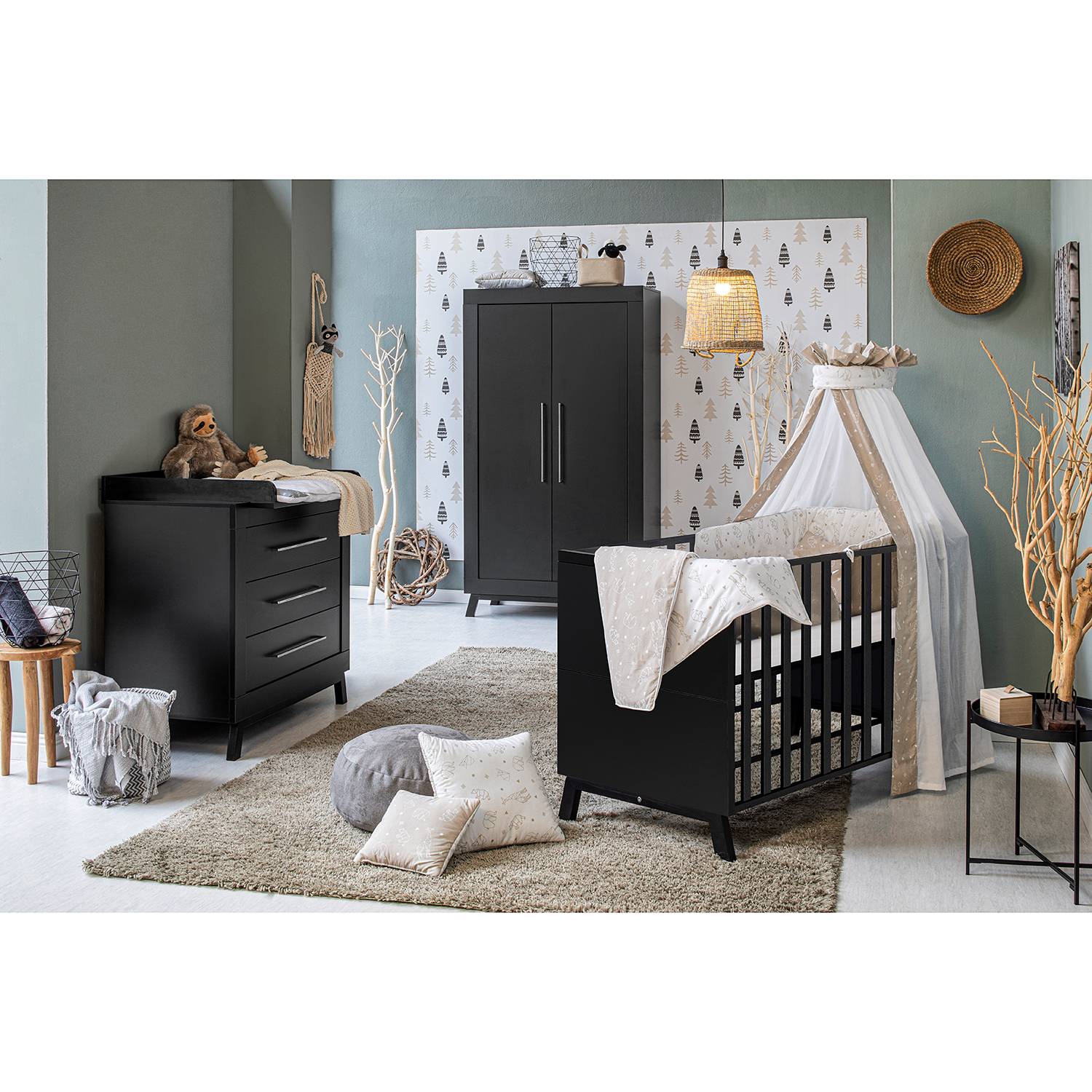 Schardt Kinderzimmer-Set Miami Black I 3-tlg. Schwarz Melamin Dekor von Schardt