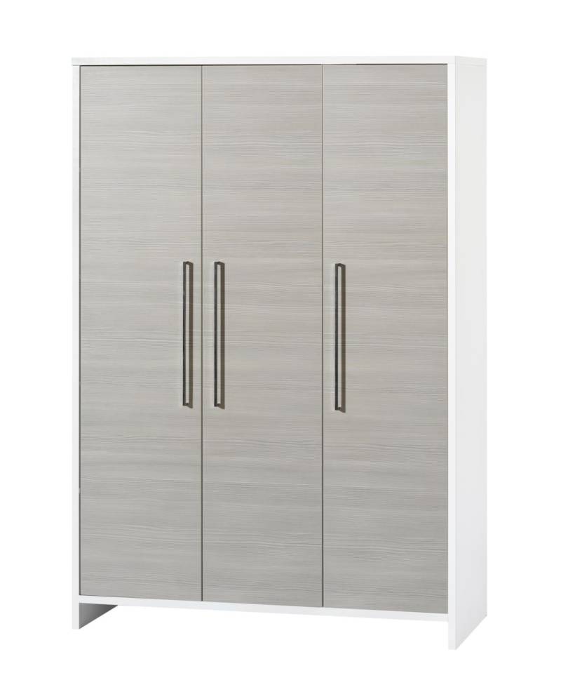 Schrank 3-trg.- Kleiderschrank Babymöbel Wäscheschrank-Weiß/Pinie Silber von Schardt