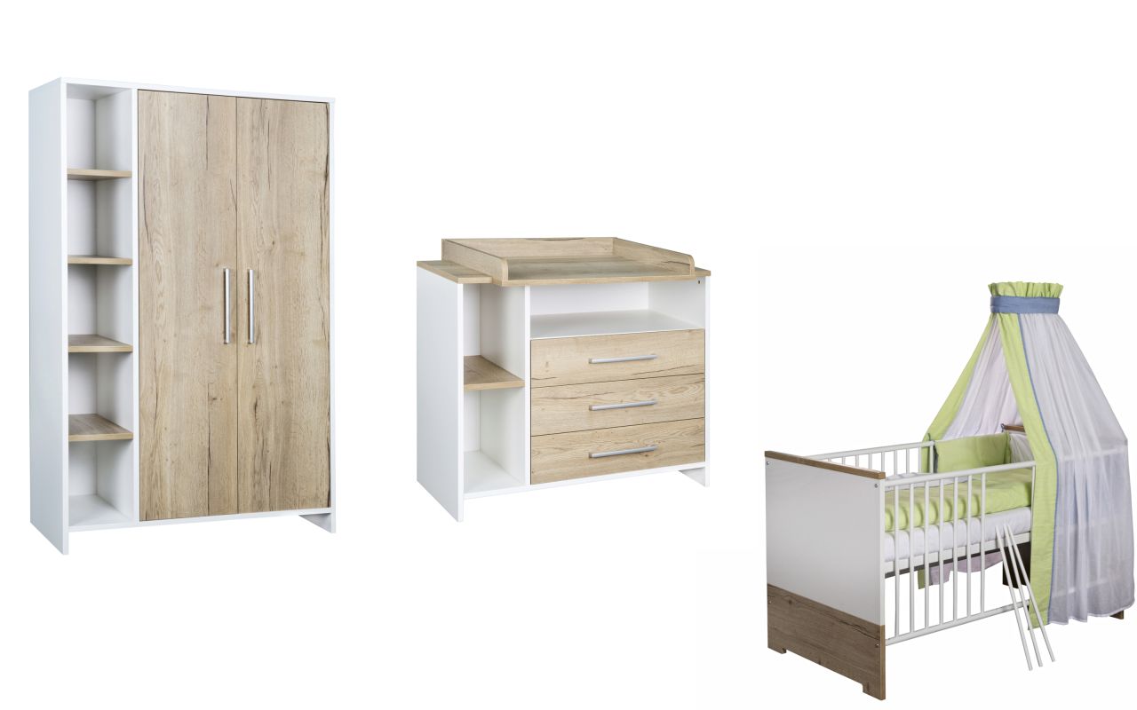 Set Kinderbett 70x140 Wickelkommode Schrank Umbauseiten Babyzimmer Weiß Schardt Set Kinderbett 70x140 Wickelkommode Schrank Umbauseiten Babyzimmer Weiß Schardt von Schardt