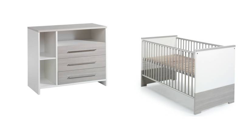 Set Kinderbett 70x140 Wickelkommode Umbauseiten Möbel Babyzimmer Weiß Schardt von Schardt