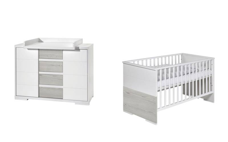 Set Kinderbett 70x140 Wickelkommode Umbauseiten Möbel Babyzimmer Weiß Schardt von Schardt