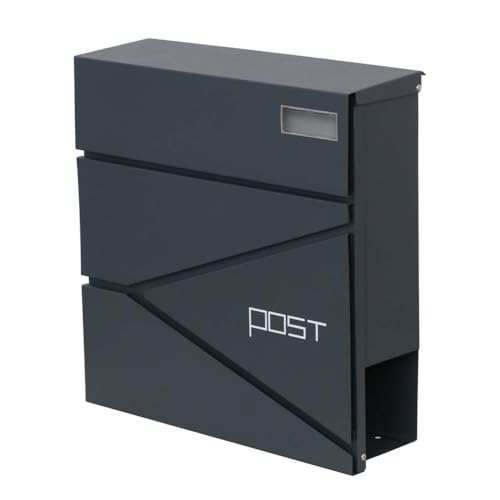 SCHARTEC® Design Briefkasten SPB-3 anthrazit mit Zeitungsfach modern & groß Wandbriefkasten Postkasten von Schartec