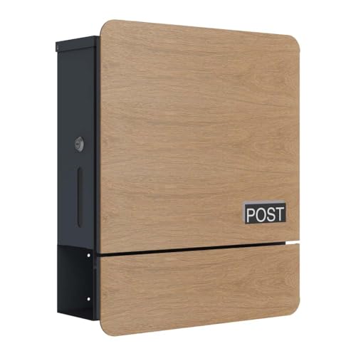 SCHARTEC Briefkasten SPB-4 helles Holz Design mit Zeitungsfach modern & groß Wandbriefkasten Postkasten von Schartec