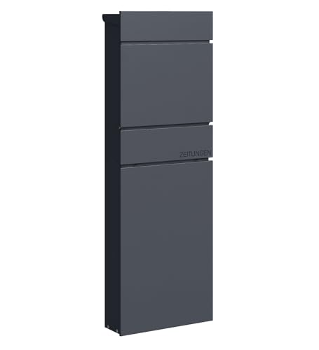 SCHARTEC Standbriefkasten freistehend SPB-10/ SPB-12 anthrazit Stand Briefkasten stehend groß Postkasten mit Fuß (mit separatem Zeitungsfach (SPB-12)) von Schartec