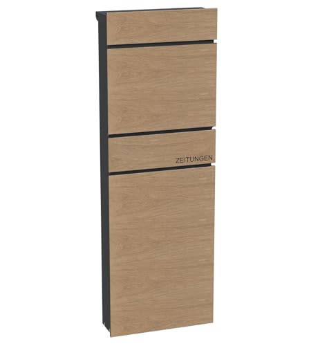 SCHARTEC Standbriefkasten freistehend SPB-9 Holz-Design Stand Briefkasten stehend groß Postkasten mit Fuß (mit separatem Zeitungsfach) von Schartec