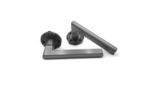 Schartec Türklinken Edelstahl für Innentür in silber schwarz oder gun grey auch für WC Bad Drückergarnitur Zimmertüren Türgriffe Türklinke Türbeschläge (Avery, gun grey, normal) von Schartec