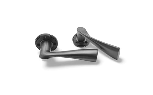 Schartec Türklinken Edelstahl für Innentür in silber schwarz oder gun grey auch für WC Bad Drückergarnitur Zimmertüren Türgriffe Türklinke Türbeschläge (Kerry, gun grey, normal) von Schartec