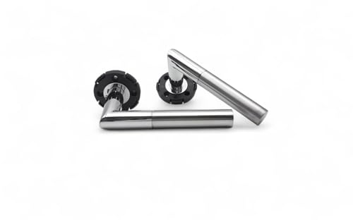 Schartec Türklinken Edelstahl für Innentür in silber schwarz oder gun grey auch für WC Bad Drückergarnitur Zimmertüren Türgriffe Türklinke Türbeschläge (Liam, silber, WC/Bad) von Schartec