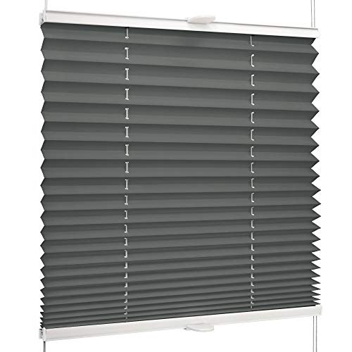 SchattenFreude Basic Klemmfix-Plissee für Fenster | Mit Klemm-Haltern | Ohne Bohren | Anthrazit, Breite: 100cm x Höhe: 150cm von SchattenFreude