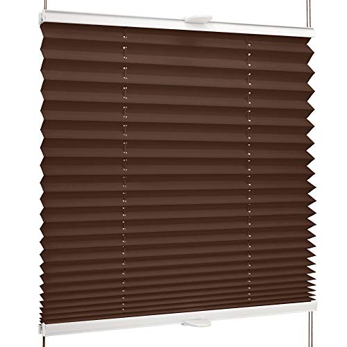 SchattenFreude Basic Klemmfix-Plissee für Fenster | Mit Klemm-Haltern | Ohne Bohren | Braun, Breite: 105cm x Höhe: 130cm von SchattenFreude