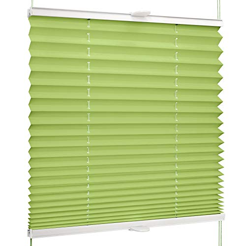 SchattenFreude Basic Klemmfix-Plissee für Fenster | Mit Klemm-Haltern | Ohne Bohren | Grün, Breite: 130cm x Höhe: 130cm von SchattenFreude