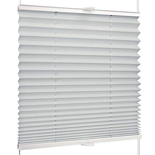 SchattenFreude Basic Klemmfix-Plissee für Fenster | Mit Klemm-Haltern | Ohne Bohren | Silber, Breite: 130cm x Höhe: 130cm von SchattenFreude