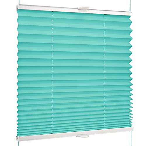 SchattenFreude Basic Klemmfix-Plissee für Fenster | Mit Klemm-Haltern | Ohne Bohren | Türkis, Breite: 105cm x Höhe: 130cm von SchattenFreude