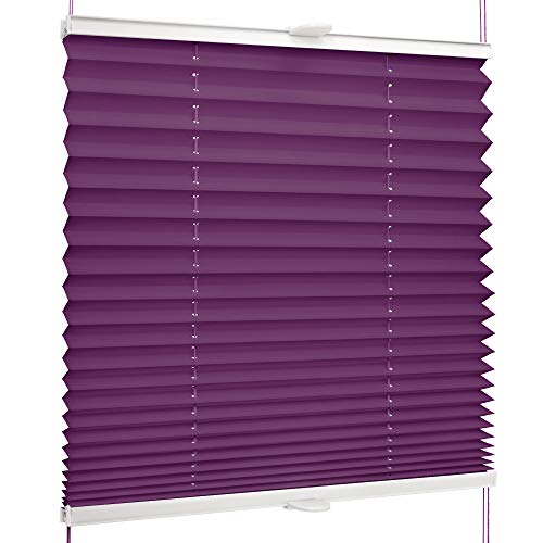 SchattenFreude Basic Klemmfix-Plissee für Fenster | Mit Klemm-Haltern | Ohne Bohren | Violett, Breite: 105cm x Höhe: 130cm von SchattenFreude